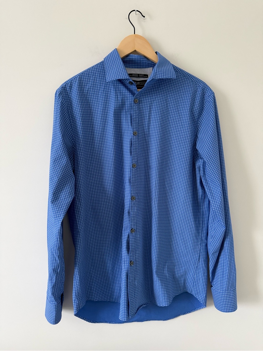 Men’s Blue Check Button-Down Shirt (size medium)